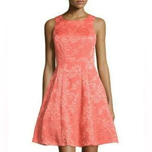 Boutique Coral Lace Lining back cut out NWT, full skirt, zipper , Classic, Dress